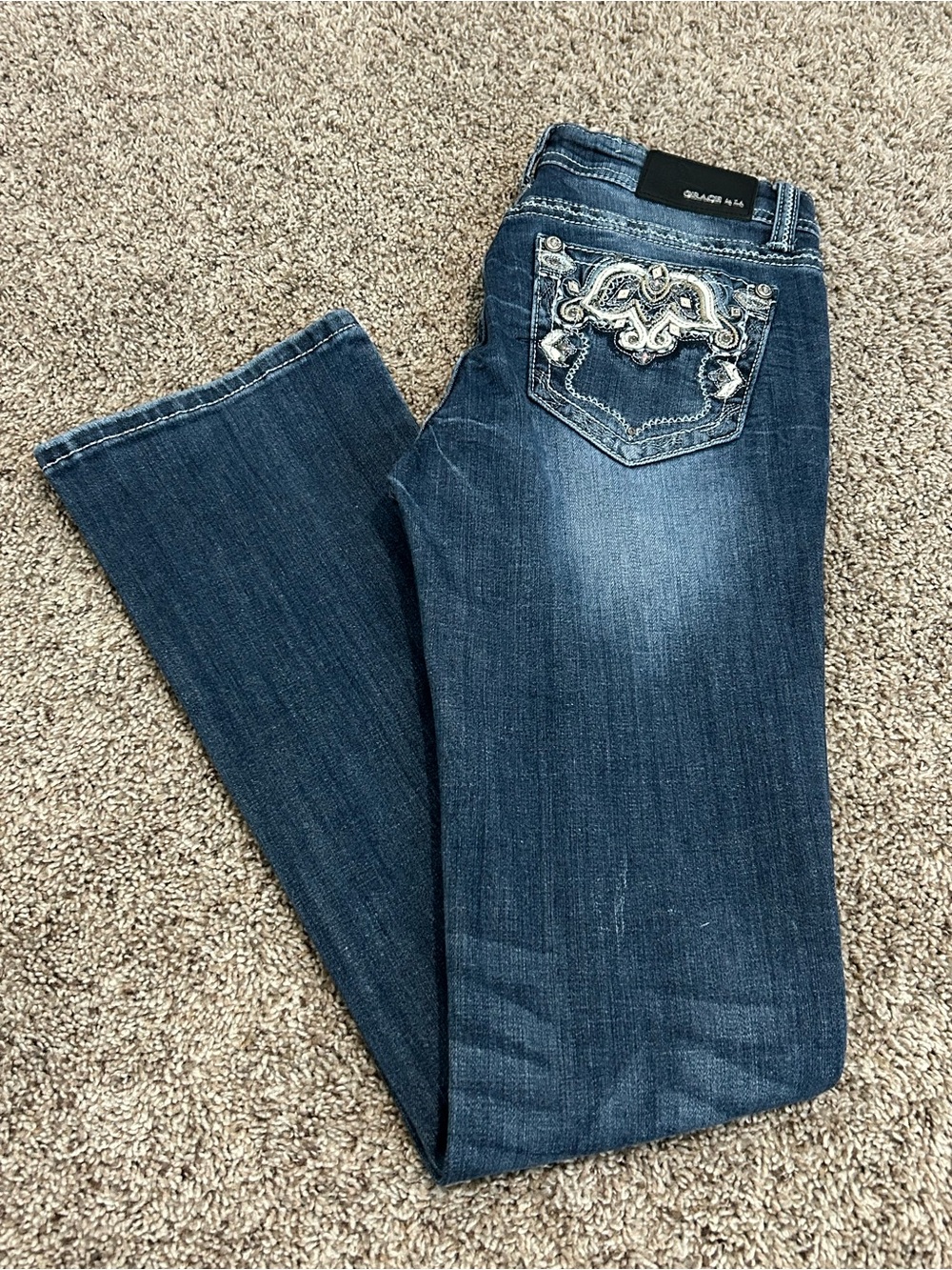 Grace In LA Easy Fit Blue Jeans